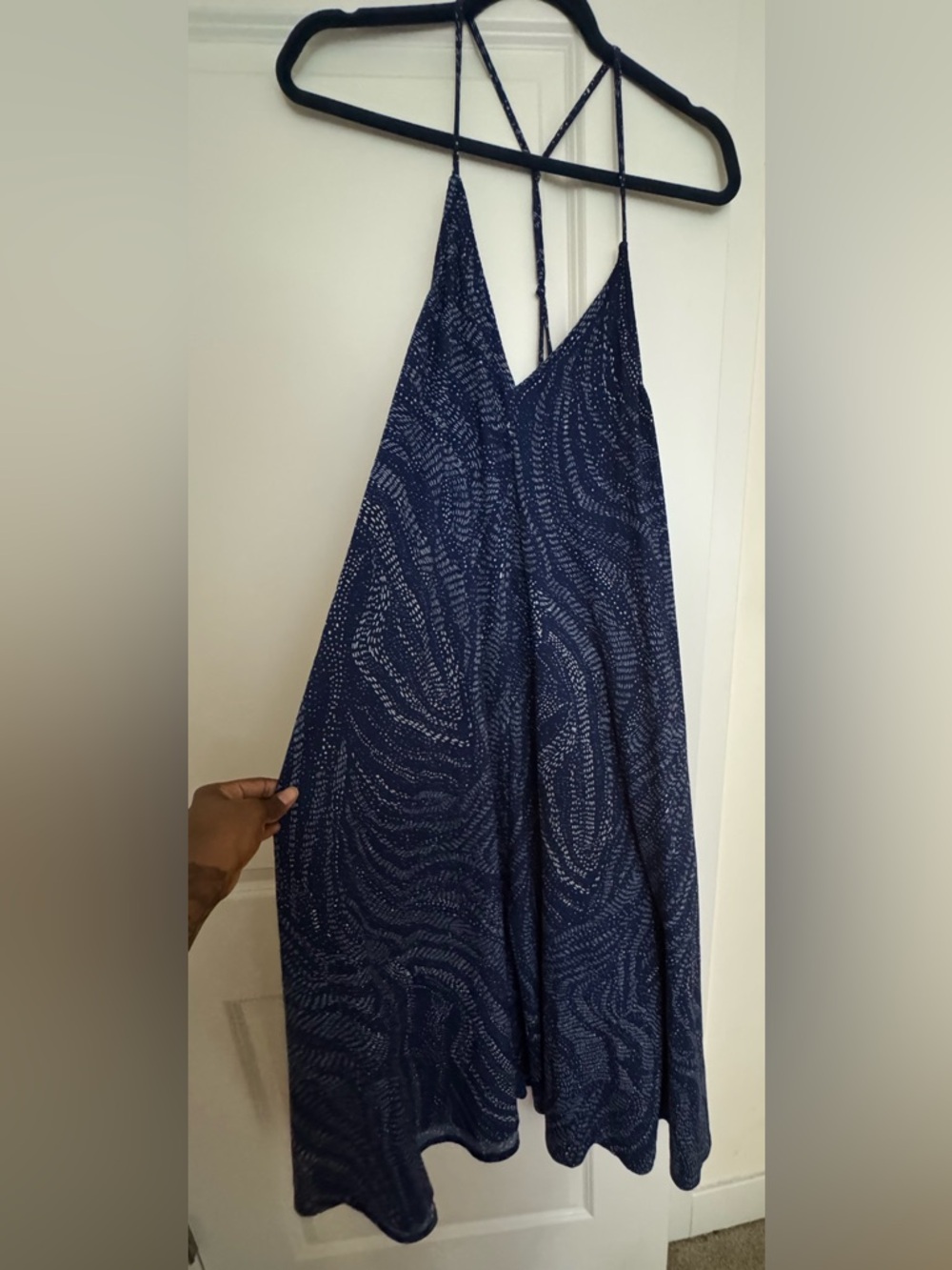 H&M Navy Blue Printed Maxi Skirt